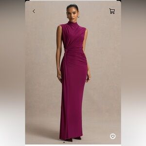 Elegant Twist-Detail Plum Evening Gown